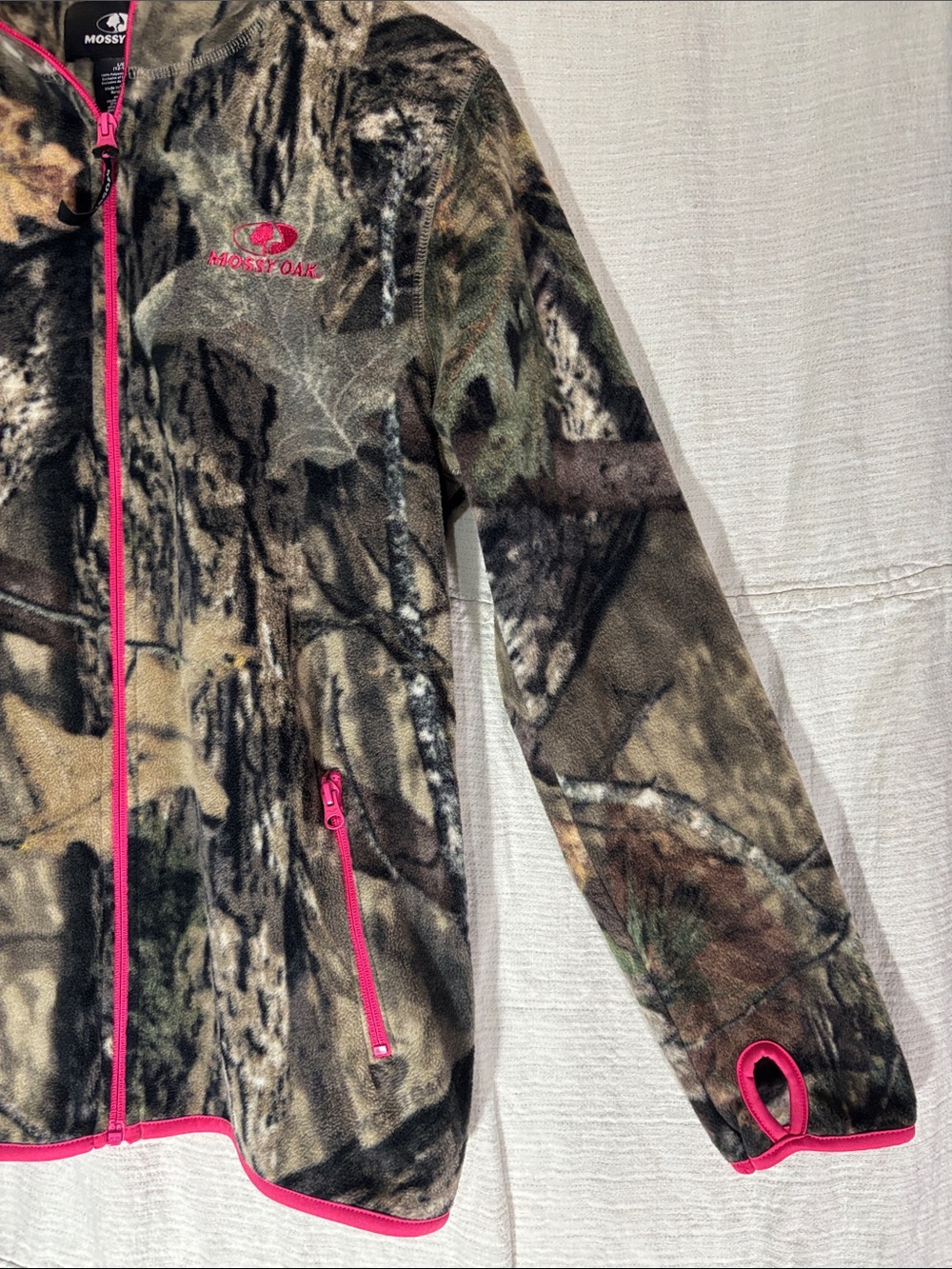 Mossy Oak Women's Camo Fleece Jacket Pink TrimFull Zip Size L EUC - Picture 4 of 10